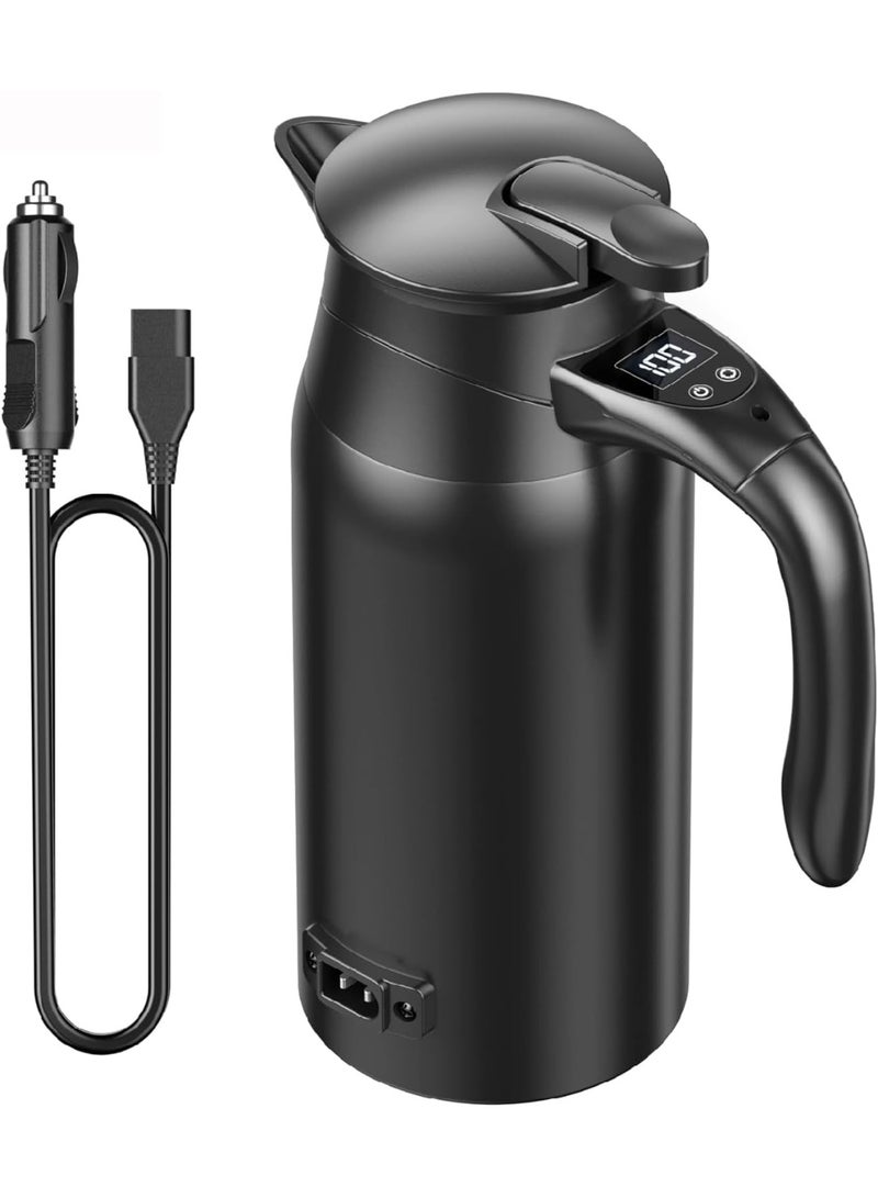 دينكس غلاية كهربائية للسيارة – غلاية سفر ذكية سعة 800 مل بجهد مزدوج 12 فولت/24 فولت، وشاشة عرض رقمية، وهيكل من الفولاذ المقاوم للصدأ - Image 1